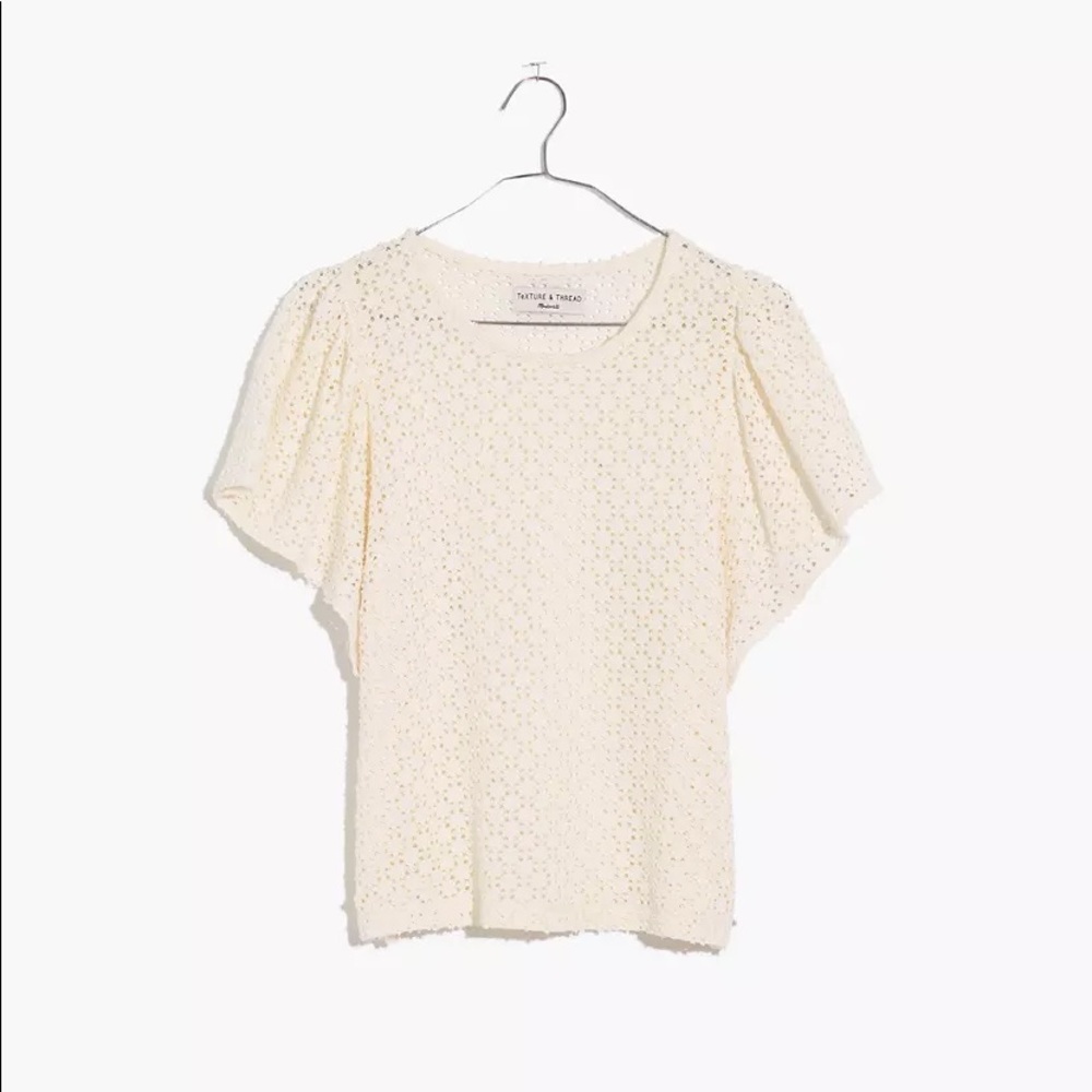 Madewell texture & thread eyelet flutter-sleeve top